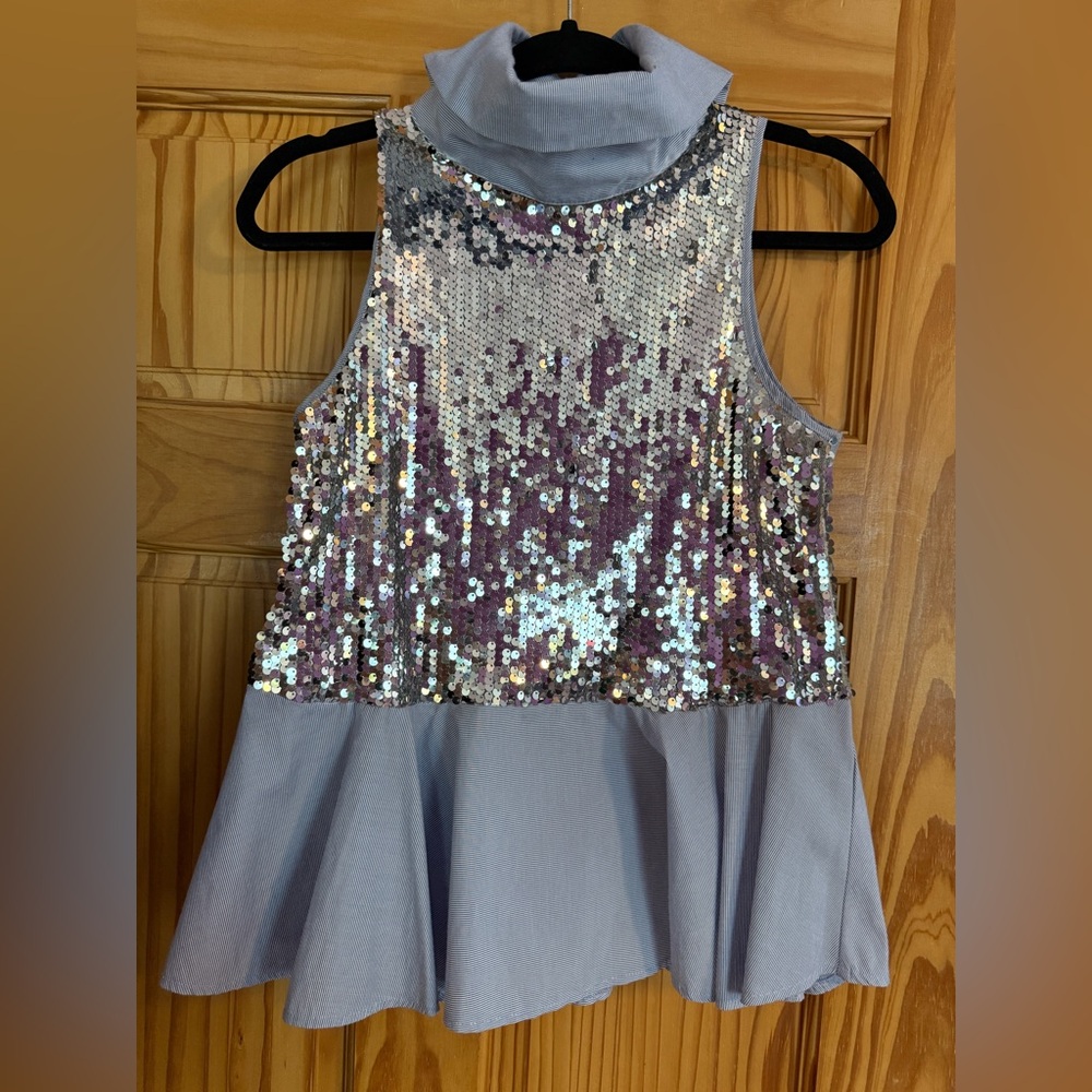 Zara Silver and Lavender Sequin Top